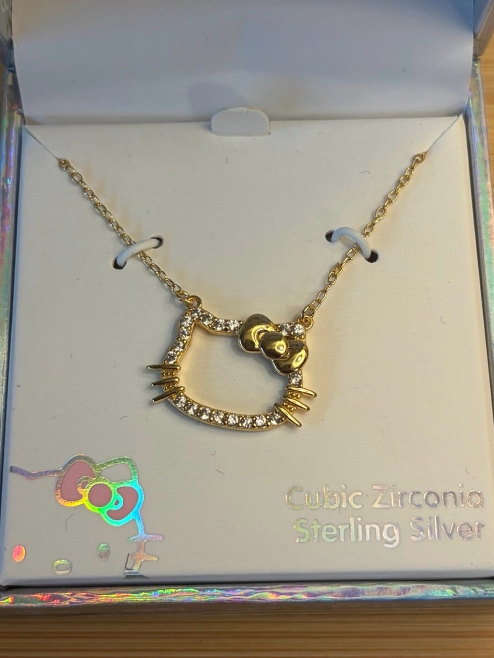 Hello Kitty Gold-tone Crystal Outline Pendant Necklace